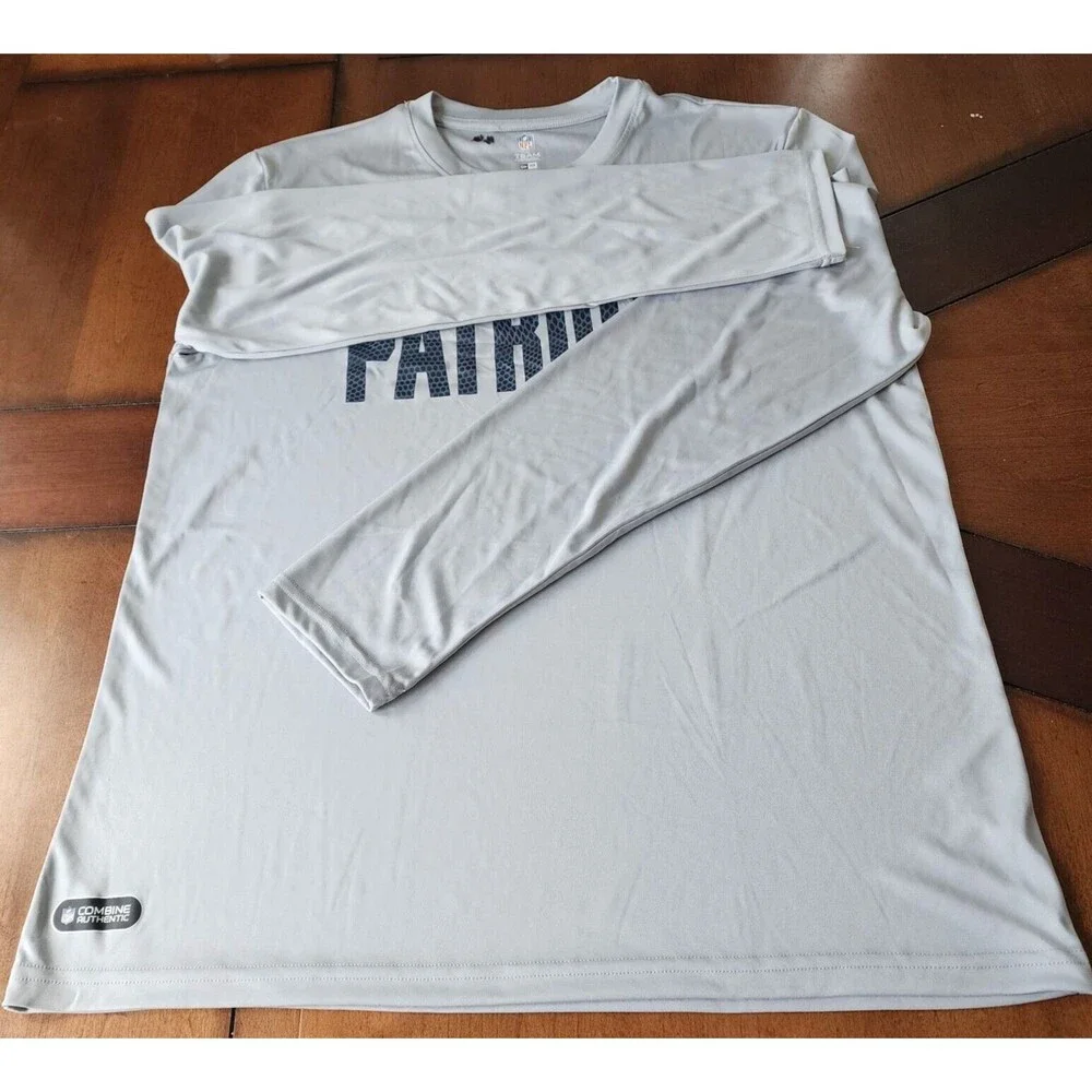 NFL Team Apparel New Era New England Patriots Grey Long Sleeve Men Tee Size XL